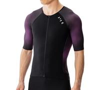 MY KILOMETRE Haut de Triathlon pour Homme Manches Courtes - Maillot de cyclisme à fermeture éclair intégrale avec 2 poches arrière réfléchissantes, séchage rapide, Pour Course e natation
