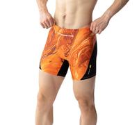 MY KILOMETRE Maillot de Bain Homme Boxer Short - Lave Jammer de Natation avec Cordon de Serrage Endurance, Résistants au Chlore pour Plage et Surf(Orange Lave S)
