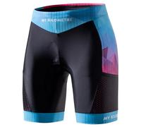 MY KILOMETRE Short Triathlon Femme - Cuissard de Cyclisme Compressif avec 2 Poches Latérales, UPF50+ pour Natation, Course à Pied（Bleu S）