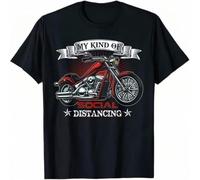 My Kind of Social Distancing Funny Motorcle Biker Quotes T Shirt Cotton Tops & Tees for Men Summer Tee Custom Coming Black S