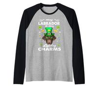 My Labrador Retriever is My Lucky Charm Dog St Patricks Day Manche Raglan