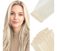 MY-LADY 10pcs Extension Adhesive Cheveux Naturel 14 Pouces 5pcs Injection & 5pcs Classique Tape in Hair Extensions Invisible Rajout Cheveux Adhesif 20g #60 Blond Platine