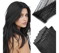 MY-LADY 10pcs Extension Adhesive Cheveux Naturel 20 Pouces 5pcs Injection & 5pcs Classique Tape in Hair Extensions Invisible Rajout Cheveux Adhesif 25g #01 Noir