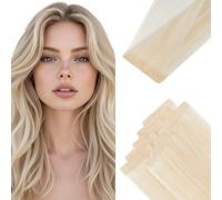 MY-LADY 10PCS Extension Cheveux Naturel Adhesif 25cm Blond 5pcs Invisible et 5pcs Classique Bande Adhesive Extension en Vrais Cheveux Humains Balayage Lisse pour Femmes 20g #613