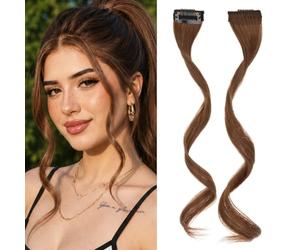 MY-LADY 2Pcs Fausse Frange Latérale Extension à Clip Cheveux 30cm Léger et Bouclé Postiche Cheveux Naturel Frange Rideau 9g Face Framing Side Bangs, Brun moyen