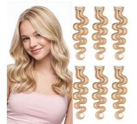 MY-LADY 6PCS Extension Clip Cheveux Naturel Bou vec Base Lace, Brun Doré& Blond Body Wave Clip In Hair Extensions Flexible pour Volume Partiel 44g 45cm #12P613