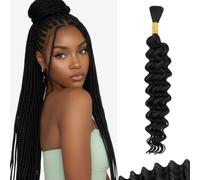 MY-LADY Deep Wave Bulk Human Hair Braiding for Boho Braids, 20Pouces Tissage Cheveux Humain Naturels No Weft, Tissage Bresilien Extension Curly Noir Naturel 1 Bundle 50g