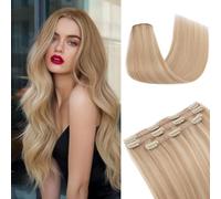 MY-LADY Extension à Clip Cheveux Naturel 3 Pièces Rajout Cheveux avec Clips Dentelle Blond Cendré/Blond 25cm 56g Clip In Hair Extension Lace Remy Lisses Invisibles (#18P613)
