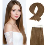 MY-LADY Extension Adhesive Cheveux Naturel 10pcs 30 cm Courte Extension Humain Bande Adhesif Invisible Lisse Tape In Hair Extensions Human (15g, 1.5g/pcs, #04 Marron chocolat)