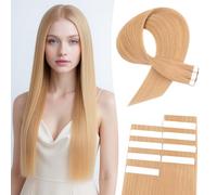 MY-LADY Extension Adhesive Cheveux Naturel 10pcs Blond naturel 30 cm Courte Extension Humain Lisse Remy Bande Adhesif Invisible Tape In Hair Extensions Human (15g, 1.5g/pcs, #24)