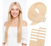 MY-LADY Extension Adhesive Cheveux Naturel 10pcs Ivoire Blanc 35 cm Courte Extension Humain Lisse Remy Bande Adhesif Invisible Tape In Hair Extensions Human (15g, 1.5g/pcs, #70)