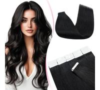 MY-LADY Extension Adhesive Cheveux Naturel 20pcs 35 cm 30g Noir Bande Adhesif Invisible Courte Extension Cheveux Humain Remy Tape In Hair Extensions Human (#01)