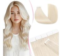 MY-LADY Extension Adhesive Cheveux Naturel 20pcs 40 cm 50g Ivoire Blanc Bande Adhesif Invisible Cheveux Humain Remy Tape In Hair Extensions Human (#70)