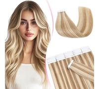 MY-LADY Extension Adhesive Cheveux Naturel 20pcs 45 cm 50g Brun doré& Blond Bande Adhesif Invisible Cheveux Humain Remy Tape In Hair Extensions Human (#12P613)