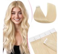 MY-LADY Extension Adhesive Cheveux Naturel 20pcs 55 cm 50g Blond Bande Adhesif Invisible Cheveux Humain Remy Tape In Hair Extensions Human (#613)