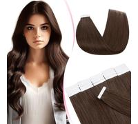 MY-LADY Extension Adhesive Cheveux Naturel 20pcs 55 cm 50g Marron chocolat Bande Adhesif Invisible Cheveux Humain Remy Tape In Hair Extensions Human (#04)