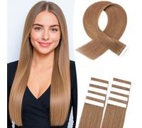 MY-LADY Extension Cheveux Naturel Adhésif 10pièces 45 cm 15g Brun clair Bande Adhesif Invisible Cheveux Humain Remy Longs Tape In Hair Extensions Human Femmes(18Inch, #06)