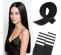 MY-LADY Extension Cheveux Naturel Adhésif 10pièces 45 cm 15g Noir naturel Bande Adhesif Invisible Cheveux Humain Remy Longs Tape In Hair Extensions Human Femmes(18Inch, #1B)