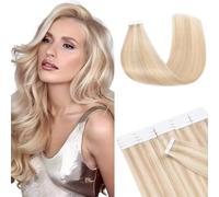 MY-LADY Extension Cheveux Naturel Adhesif 20pcs 60 cm 50g Blond cendré/blond Bande Adhesif Invisible Courte Extension Cheveux Humain Remy Tape In Hair Extensions Human (#18P613)
