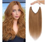 MY-LADY Extension Cheveux Naturel Fil Invisible 40cm Rajout Cheveux Humain Vrais avec Corde Ajustable pour Femmes #06 Brun Clair 65g