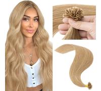 MY-LADY Extension Cheveux Naturel Keratine 25pcs/25Mèches Blond Foncé 35 cm 20g Extension a Chaud Remy Humain Cheveux Lisse 14Pouces #27