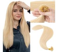 MY-LADY Extension Cheveux Naturel Keratine 25pcs/25Mèches Blond Naturel 35 cm 20g Extension a Chaud Remy Humain Cheveux Lisse 14Pouces #24