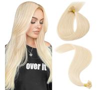 MY-LADY Extension Cheveux Naturel Keratine 25pcs/25Mèches Blond Platine 35 cm 20g Extension a Chaud Remy Humain Cheveux Lisse 14Pouces #60