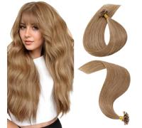 MY-LADY Extension Cheveux Naturel Keratine 25pcs/25Mèches Brun Doré 40cm 25g Extension a Chaud Humain Cheveux Lisse 16Pouces #12