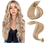 MY-LADY Extension Cheveux Naturel Keratine 25pcs/25Mèches Brun Doré& Blond 55 cm 25g Extension a Chaud Remy Humain Cheveux Lisse 22Pouces #12P613