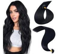 MY-LADY Extension Cheveux Naturel Keratine 25pcs/25Mèches Noir 55 cm 25g Extension a Chaud Remy Humain Cheveux Lisse 22Pouces #01