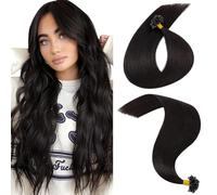 MY-LADY Extension Cheveux Naturel Keratine 25pcs/25Mèches Noir Naturel 35 cm 20g Extension a Chaud Remy Humain Cheveux Lisse 14Pouces #1B