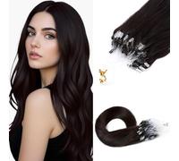 MY-LADY Extension Cheveux Naturel Micro Ring, 50PCS 55cm Invisible Extension à Froid Lisse, #02 Marron Foncé Extension Cheveux Micro Link Humain(50g, 1g/pcs)