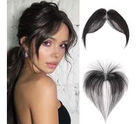 MY-LADY Frange à Clips Cheveux Naturels avec 2 Clips, 100% Cheveux Humains Remy Fausse Frange, Postiche Extension Cheveux Frange, Frange en Bang Perruque pour Femmes (#1B Noir Naturel)