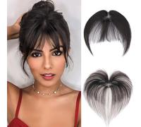 MY-LADY Frange à Clips Cheveux Naturels avec 2 Clips, 100% Cheveux Humains Remy Fausse Frange, Postiche Extension Cheveux Frange, Frange en Bang à la Française pour Femmes (#1B Noir Naturel)