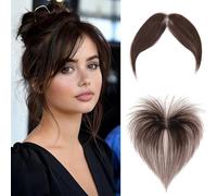 MY-LADY Frange à Clips Cheveux Naturels avec 2 Clips, 100% Cheveux Humains Remy Fausse Frange, Postiche Extension Cheveux Frange, Frange en Bang Perruque pour Femmes(Brun Moka)