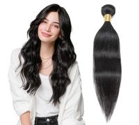 MY-LADY Tissage Brésilien Cheveux Humain Naturel 100% Vierges Raide Mèche Double Weft Human Hair Extension Bresilienne Naturelle Lisse (22 Pouces /100g, #1B Noir Naturel)