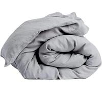 My Linen Home Couette en Laine 100% Lin Lavé à la Pierre Gris Clair - Lavable en Machine - Fermeture éclair - Taille Simple 240x220 cm