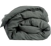 My Linen Home Housse de Couette 100% Lin lavé à la Pierre en Vert foncé I Housse de Couette I Lavable en Machine I Housse de Couette avec Fermeture éclair I Couette Simple 240x220 cm