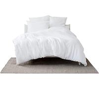 My Linen Home | Parure de Lit - 100% Lin Lavé | 1 Housse de Couette 240x220 avec Fermeture éclair | 2 Taies Oreiller 50x70 avec Fermeture à Revers | Linge de Lit et Oreillers | Blanc