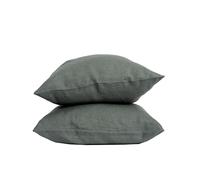 My Linen Home Taie Oreiller 65x65 Lot de 2 | Vert Foncé en Lin 100% | Fermeture à Revers, Hypoallergénique, Thermorégulation et Respirante - Convient à Toutes Les Saisons