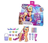 My Little Pony: A New Generation, Sunny Starscout Crinière Arc-en-Ciel, Poney Orange 15 cm, Tresse Surprise, 17 Accessoires