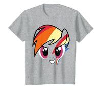 My Little Pony: Friendship is Magic Rainbow Dash Big Face T-Shirt, Enfant, Gris Chiné, 10 Ans