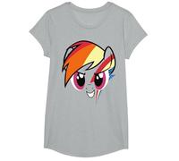 My Little Pony: Friendship is Magic Rainbow Dash Big Face T-Shirt, Fille, Gris Chiné, XS