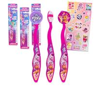 My Little Pony My Little Pony Kit de brosses à dents pour enfants - Ensemble avec 3 brosses à dents MLP avec capuchons de collection et autocollants pour enfants, filles, tout-petits | Ensemble de