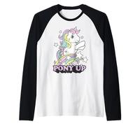 My Little Pony Pony Up Prancing Unicorn Rainbow and Stars Manche Raglan