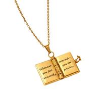 My Little Star Book Necklace, Portable Pendant Jewelry, 3.94x2.76in Stylish Titanium Steel Chain, Elegant Foldable Design for Girls, Mothers, Daughters, Teachers, Birthday, Graduation, Dance