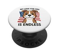My Love for You is Endless Dog USA Flag Design PopSockets PopGrip Adhésif