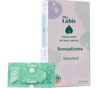 MY LUBIE - 12 Préservatifs Fins - Perlés & Nervurés, Vegan et Sains - Taille Standard 54mm - Sensations Décuplées et Solidité - Qualité Premium (Standard)