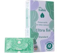 MY LUBIE - 12 Préservatifs Ultra Fins - Lubrifiés, Vegan, Équitables et Sains - Taille Standard 53mm - Sensations Naturelles et Solidité - Qualité Premium