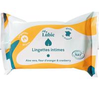 MY LUBIE - 14 Lingettes Intimes Naturelles et Apaisantes - Sans parfum, Mixtes, Douces et Jetables dans les Toilettes - Pack compact - Cranberry, Fleur d'Oranger et Aloe Vera